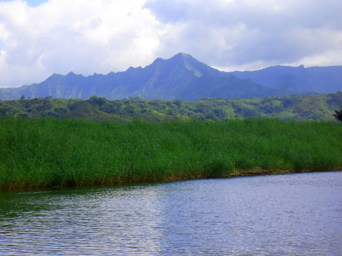 clouds mountain river