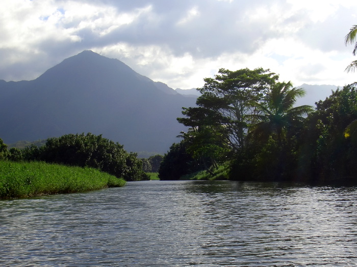 sunset mountain river clouds