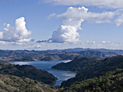 mountain lake clouds