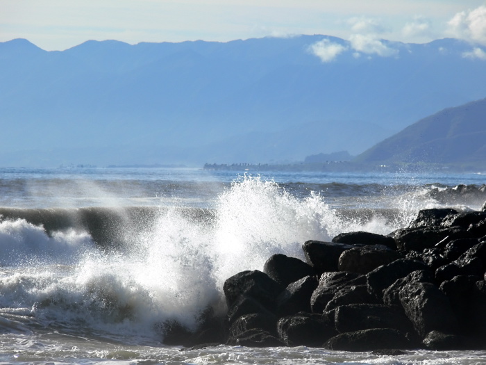 mountain sea rock