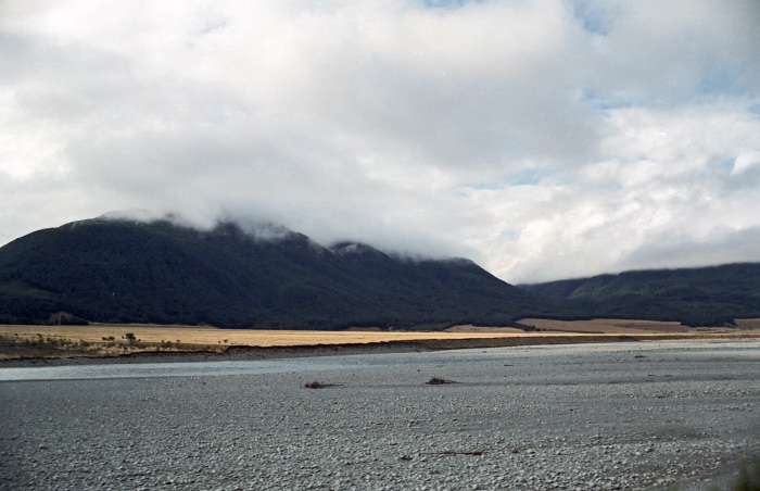 river mountain clouds