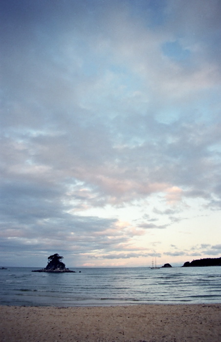 sunset silhouette sea clouds artifact