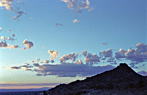 mountain desert clouds sunset