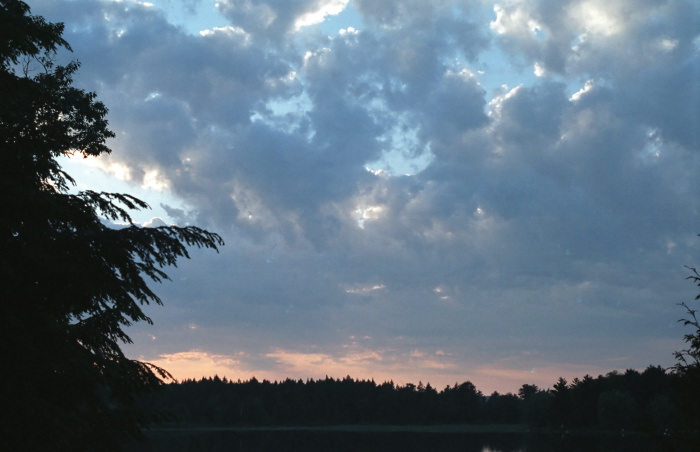 sunset silhouette lake clouds